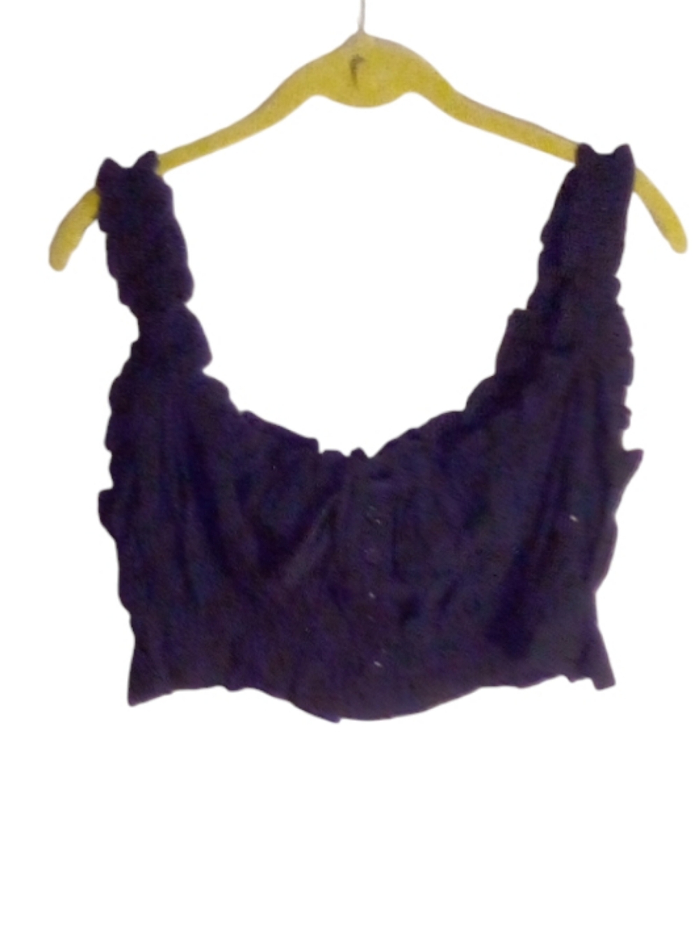 WeWoreWhat Medium Eyelet Ruffle Button Crop Top Midriff Pullover Black NWT